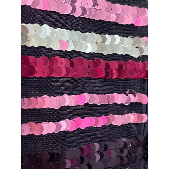 Vince Camuto Rainbow Sequin & Mesh Striped Bodycon Mini Dress Size 2 Glam Party - Picture 5 of 9